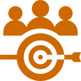 Orange human figures with a target