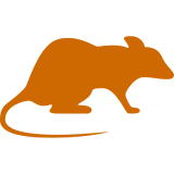 Stylized rat icon in orange